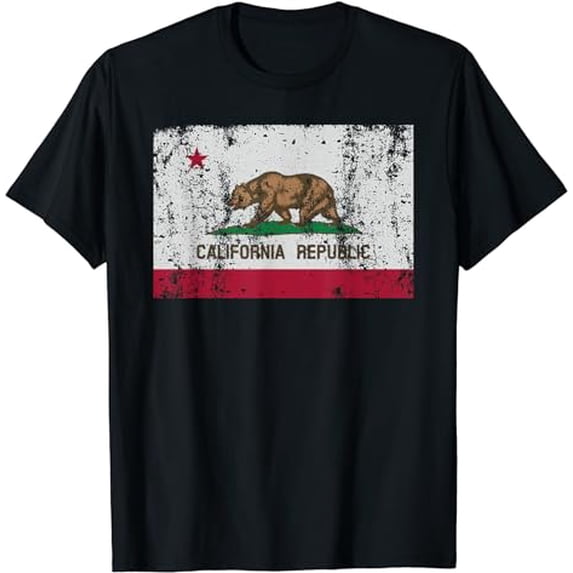 State of California Flag Vintage Distressed Retro Gift T-Shirt