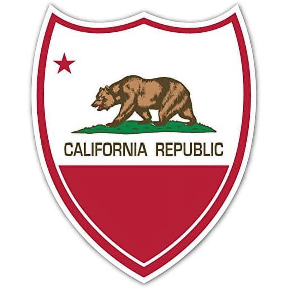State of California Republic Flag Shield Vinyl Decal Bumper Sticker 4 X 5