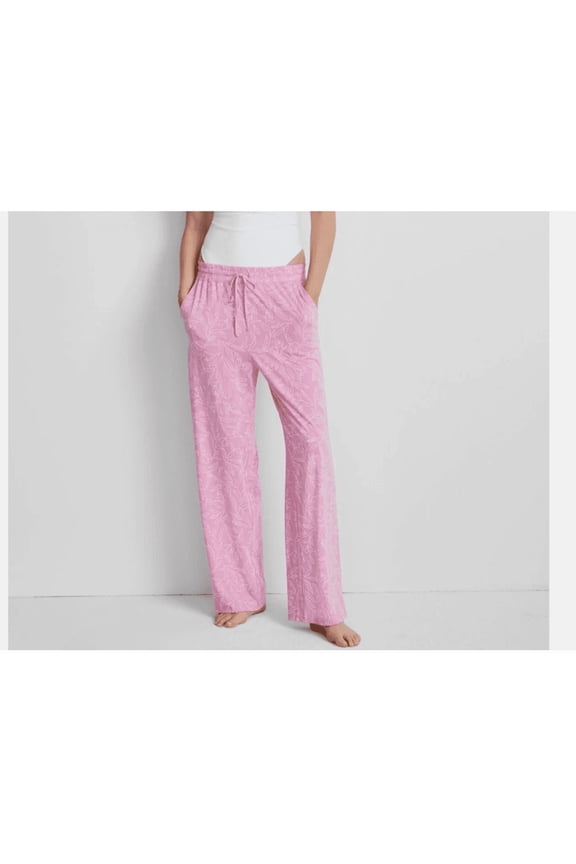 Printed Poplin Pajama Linework Floral Soft Cotton Blend, Pink, Medium