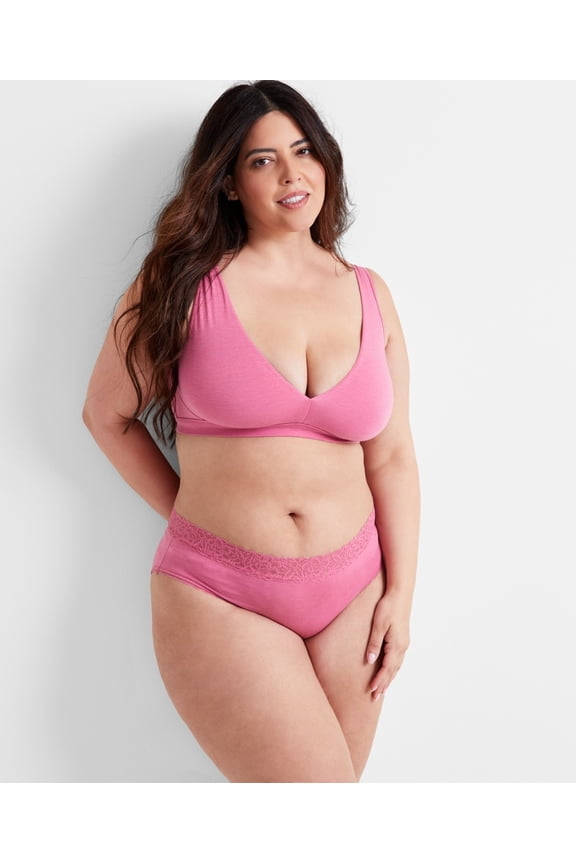 Women's Cotton Blend Bralette, Size Medium- Berry Breeze