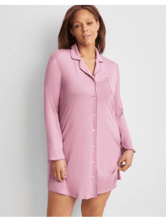 Women's Notch Collar Sleepshirt Created for Macy's - Mauve Orchid XLarge