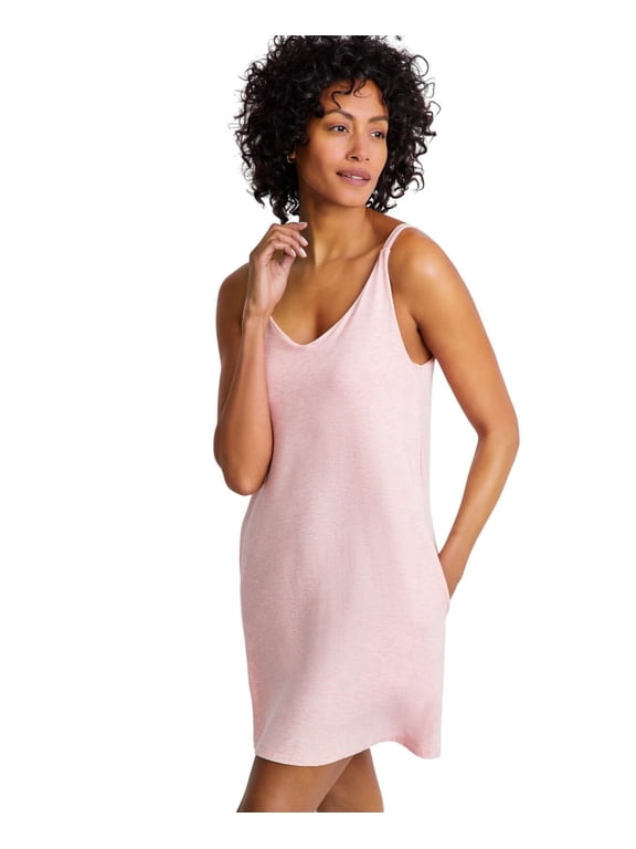 Womens Fluid Knit Solid Tank Nightgown Blush Heather Pink S