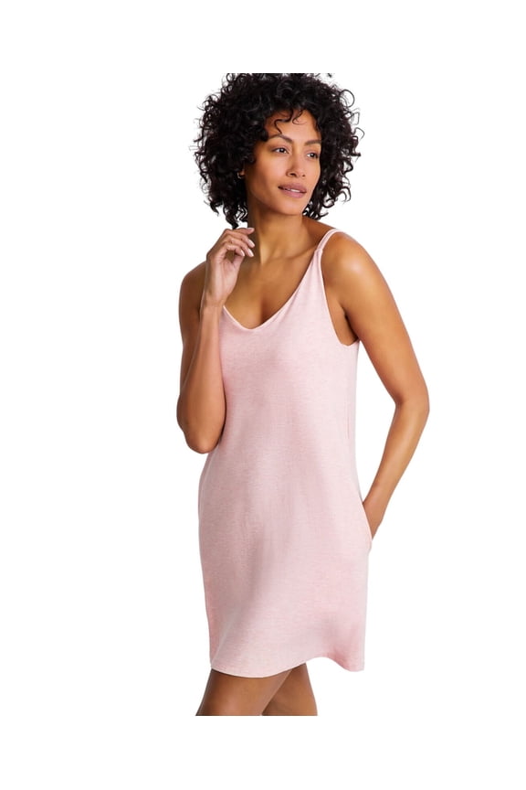 Womens Fluid Knit Solid Tank Nightgown Blush Heather Pink S