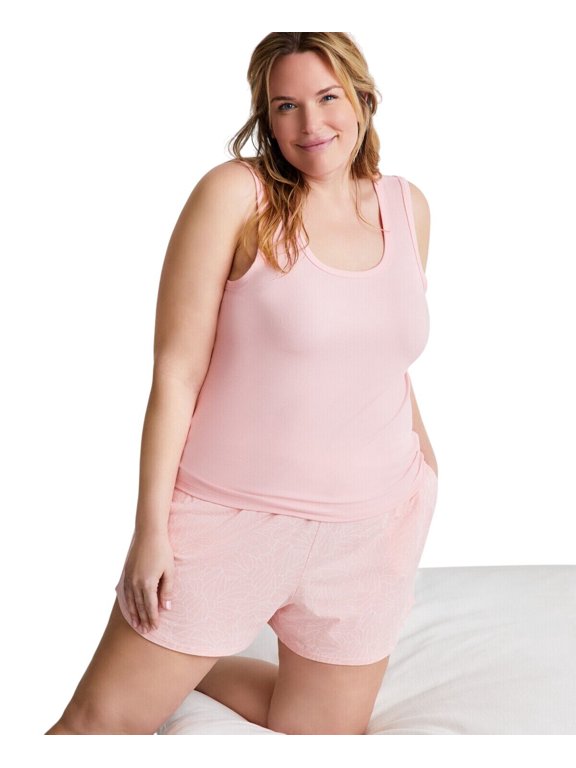 Womens Stretch Knit Sleep Lounge Shorts Abstract Shell Pink XL