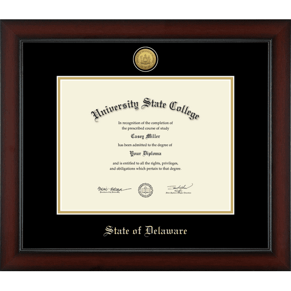 State of Delaware Official State Seal Document Frame, Document Size 11" x 8.5"