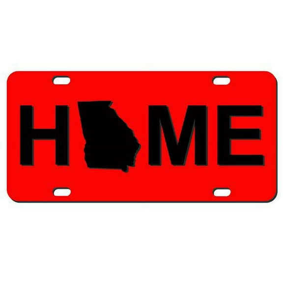 State of Georgia Home Logo Black on Red License Plate Thick HD Aluminum Composite Car Tag