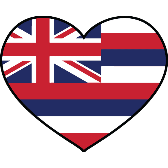 State of Hawaii Flag Heart Sticker Decal USA Hawaii State Honolulu The Aloha State Paradise of the Pacific Pineapple State / Rainbow - 4.5 inch