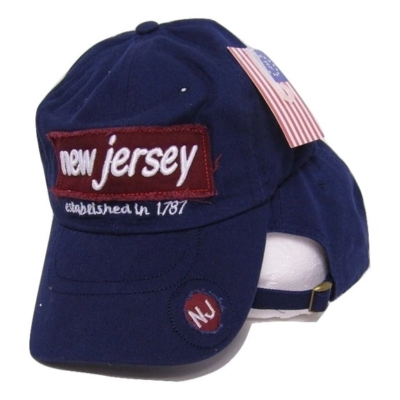 State of Jersey Established in 1787 NJ Blue Embroidered Baseball Cap Hat