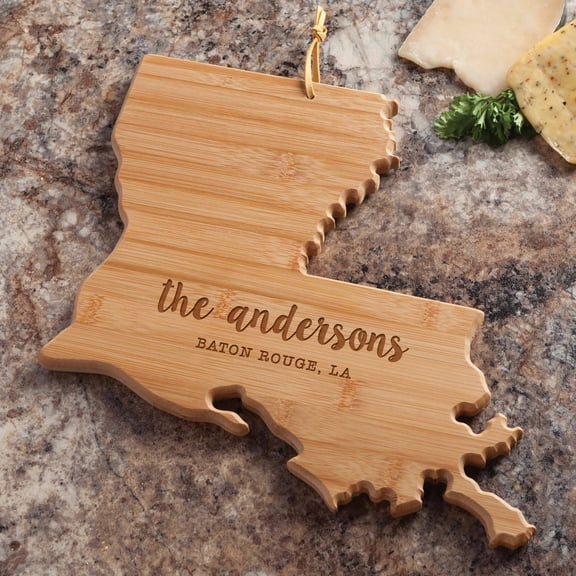 State of Louisiana Personalized Bamboo Cutting and Serving Board