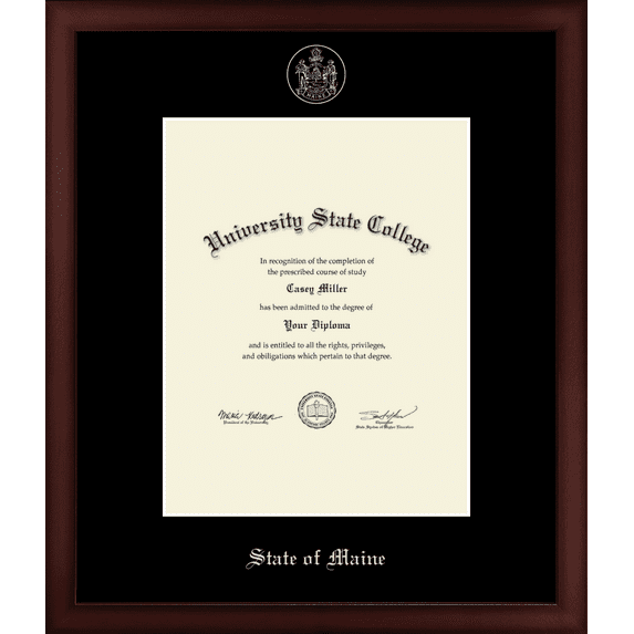 State of Maine Official State Seal Document Frame, Document Size 8.5" x 11"