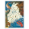 thumbnail image 1 of State of Maine Wildlife Map - New England - Vintage Pictorial Map by J.G. Shelley & Louis Koster c.1950s - Master Art Print 10in x 14in, 1 of 4