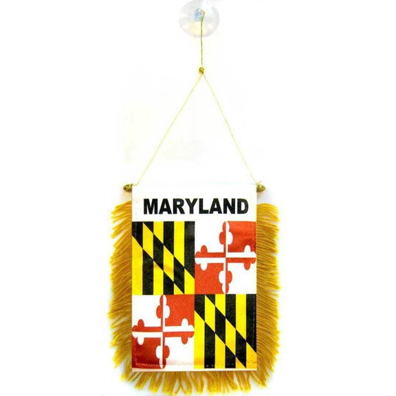 State of Maryland Mini Flag 4"x6" Window Banner w/ suction cup