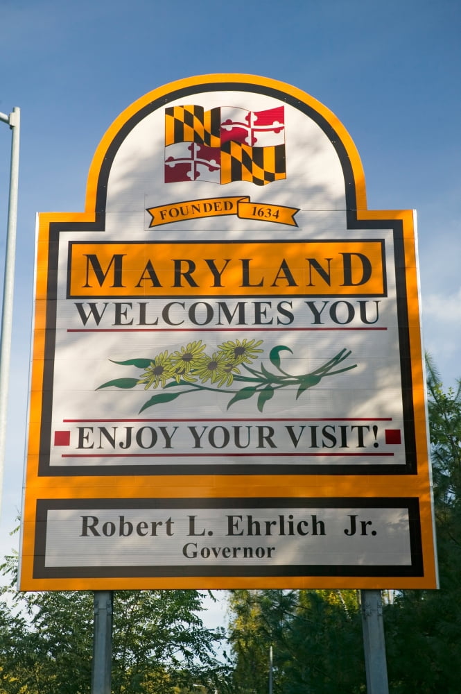 State of Maryland Welcomes You sign Washington DC area Canvas Art - Panoramic Images (27 x 9)