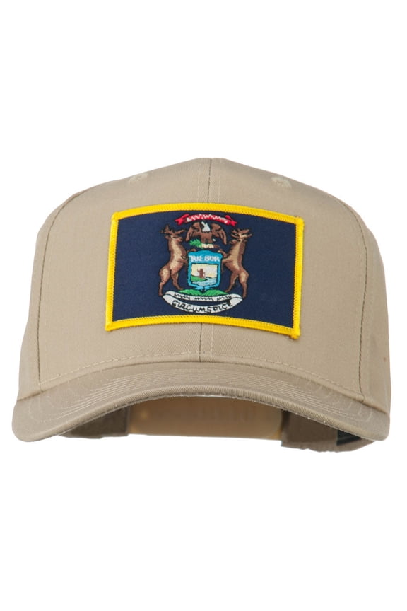 State of Michigan Embroidered Patch Cap - Khaki OSFM