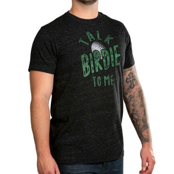 State of Mine Mens Short Sleeve Talk Birdie To Me Black Graphic T-Shirt Large