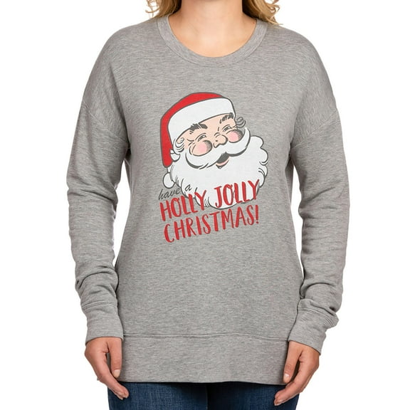 State of Mine Women's 'Holly Jolly Christmas' Sweatshirt (Grey, XXL)