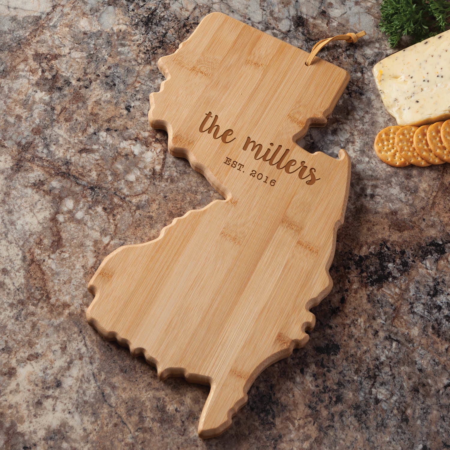 State of New Jersey Personalized Bamboo Cutting and Serving Board