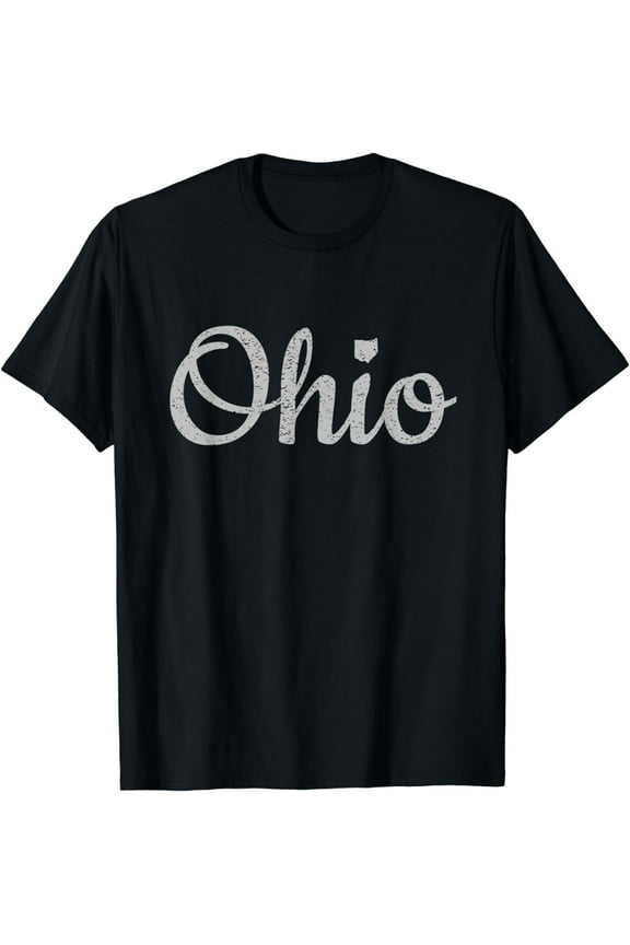 State of Ohio Pride Script Text Distressed Design Gifts T-Shirt