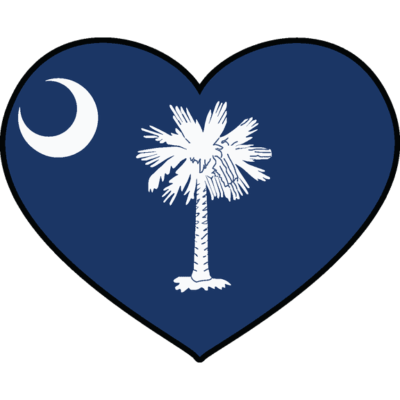 State of South Carolina Flag Heart Sticker Decal USA South Carolina State Columbia The Palmetto State Iodine Products State - 4.5 inch