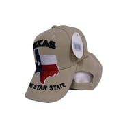 State of Texas Lone Star Map Flag Khaki Acrylic Embroidered Cap Hat