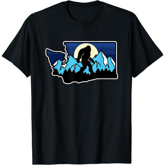 State of Washington Bigfoot Silhouette Mountain Landscape T-Shirt
