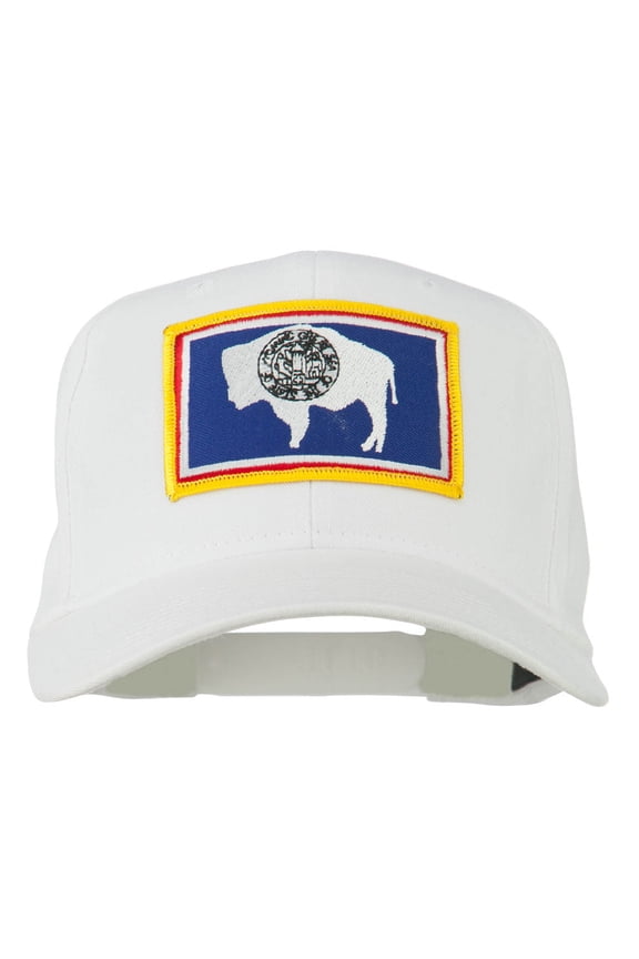 State of Wyoming Embroidered Patch Cap - White OSFM