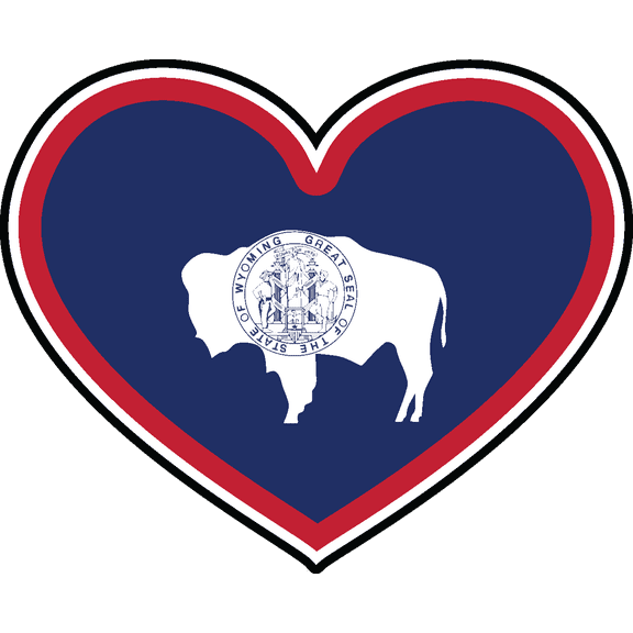 State of Wyoming Flag Heart Sticker Decal USA Wyoming State Cheyenne The Equality or Cowboy State Forever West - 4.5 inch