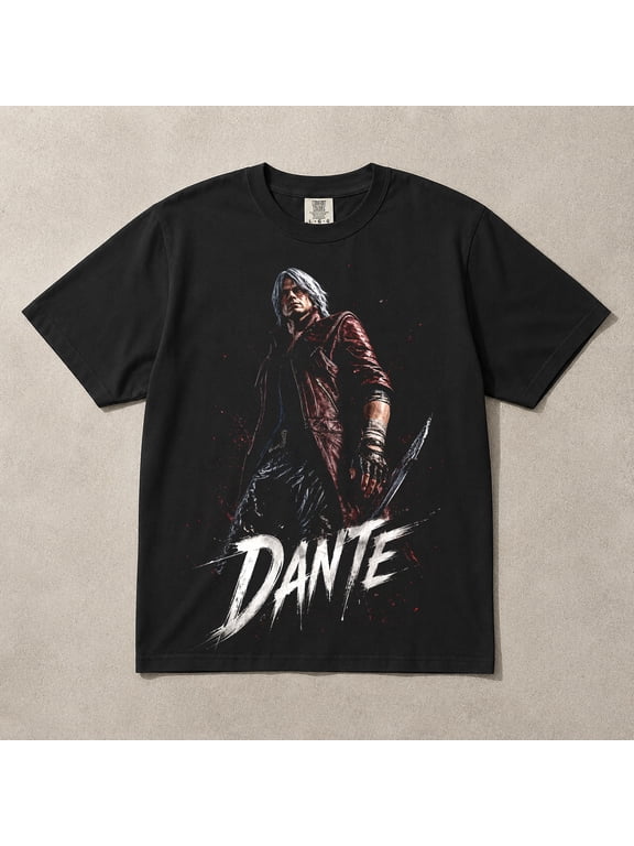 Devil May Cry Dante Red Coat Vintage Graphic T-Shirt, Hack and Slash Fan Apparel