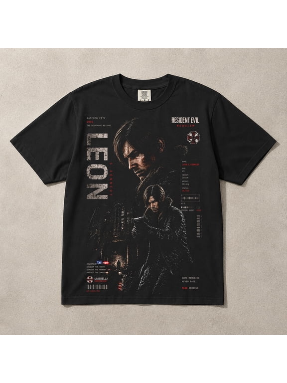 Resident Evil Requiem Leon S. Kennedy 2026 Techwear Vintage T-Shirt, Survival Horror Gaming Graphic Tee