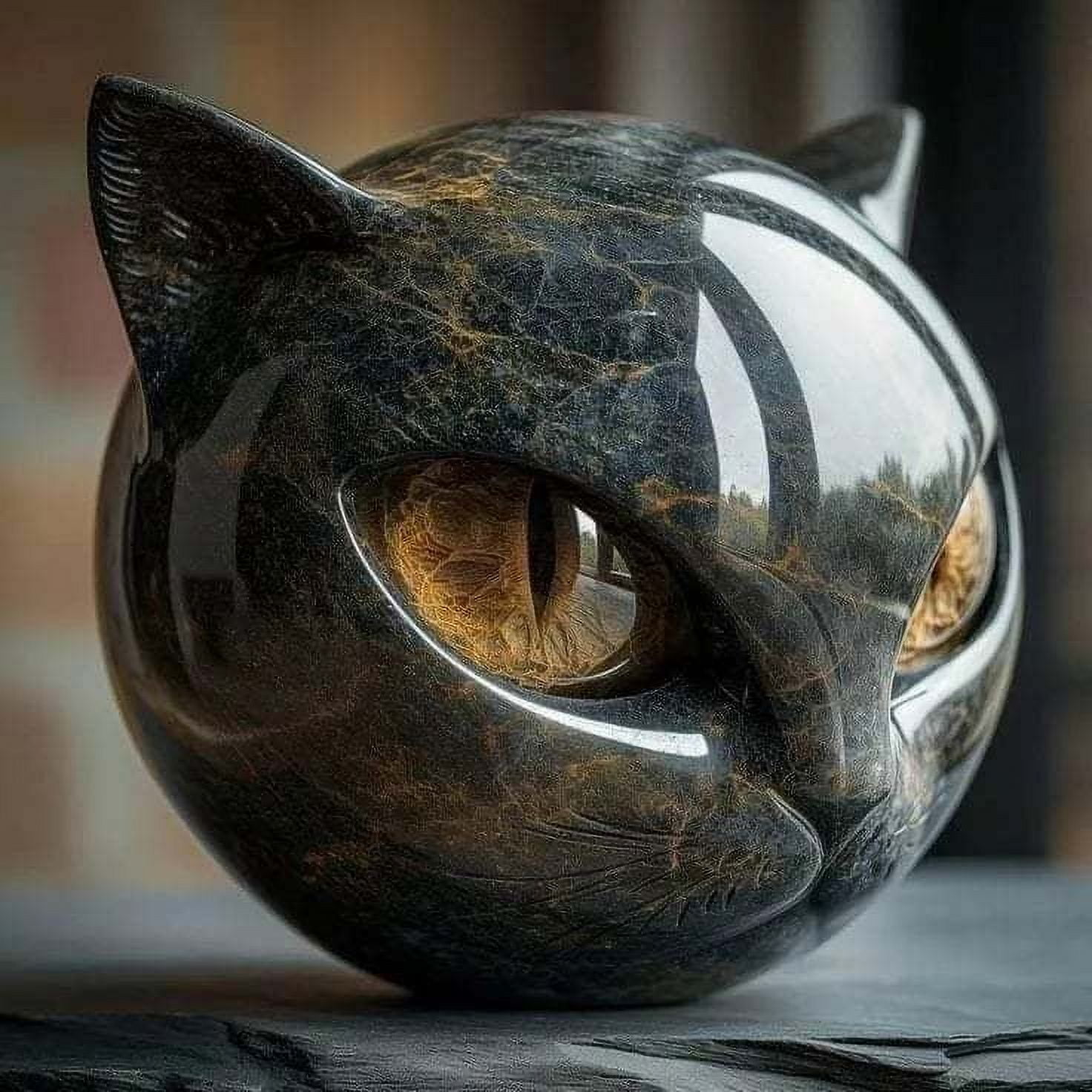 Stately Residence Accent & Refined Present Masterpiece - Opulent Black Cat Sculpture