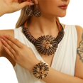 thumbnail image 1 of Statement African Aluminum Wire Big Flower Necklace and Earring Bangle Set For Women Tribal Fashion Colorful Big Rhinestone Crystal Pendent Collar Choker Bold Chunky Bib Handmade, 1 of 3
