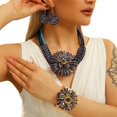 thumbnail image 1 of Statement African Aluminum Wire Big Flower Necklace and Earring Bangle Set For Women Tribal Fashion Colorful Big Rhinestone Crystal Pendent Collar Choker Bold Chunky Bib Handmade, 1 of 3