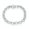thumbnail image 1 of Statement Alternating Rolo Link Polished and Simulated Diamond CZ 7.5” Bracelet Silver/14k Gold Plated Sterling Silver Jewelry for Women or Teens-Made in Italy-Silver, 1 of 6