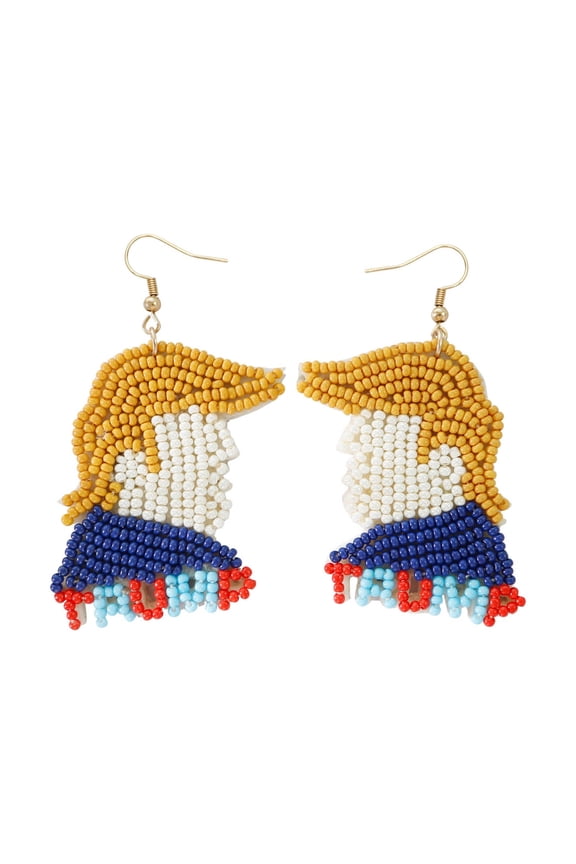 Statement Beaded Earrings Unique Face Ear Hook with Pendant for Fashionistas