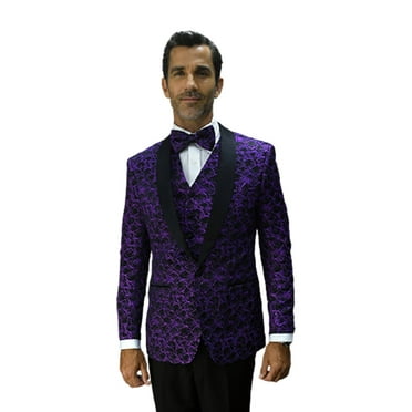 Statement Bellagio-12 Tailored 3Pc 1 Button Mens Purple Tuxedo With Shawl Lapel Super 150'S Extra Fine Italian Fabric By Alberto Nardoni Brand Designer