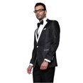 thumbnail image 1 of Statement Bellagio Men's Paisely 3 Piece Modern Fit Tuxedo - Black - 38S, 1 of 4