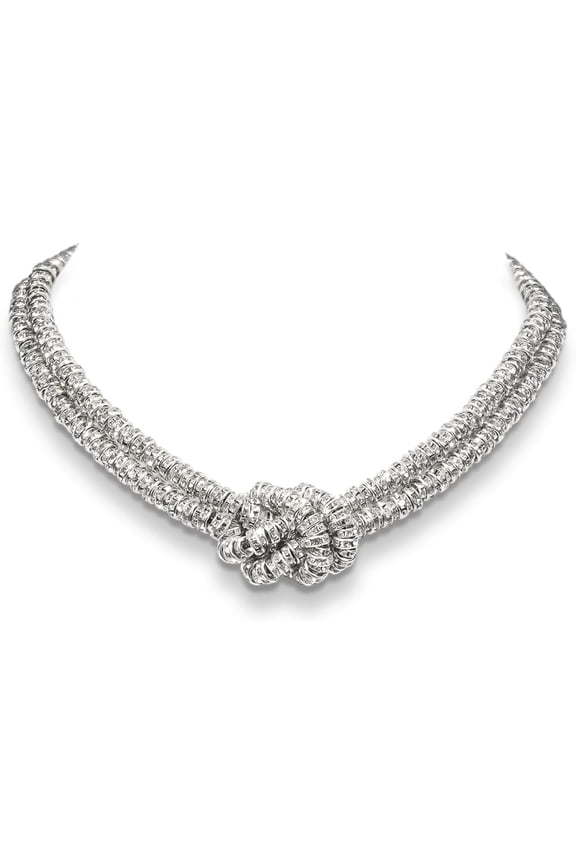 Statement Bib Knot Necklace, Bling Double-Layered Rhinestone Chunky Rondelle Beads Infinity Choker Collar Necklace for Women Trendy, Dress Prom Costume Christmas Party Formal