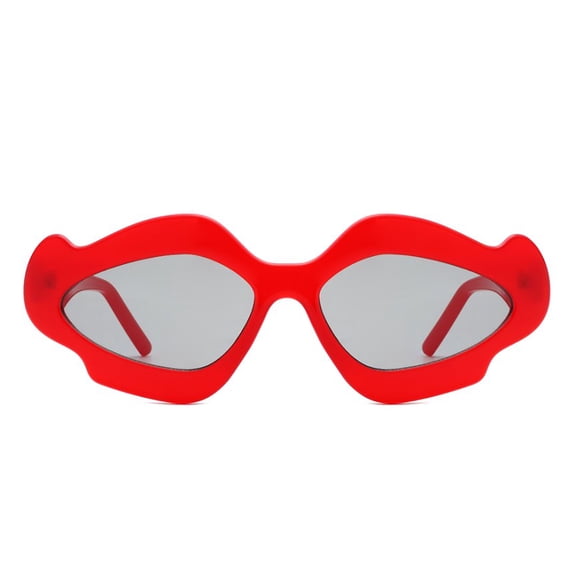 Statement Cat Eye Sunglasses, Red Frame with Light Gray Lenses