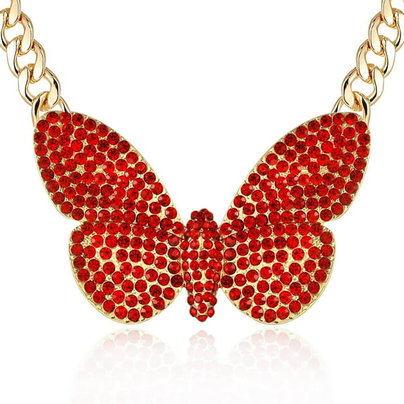 Statement Crystal Butterfly Choker Necklace Hip Hop Chunky Chain Costume Cocktal Party Animal Jewelry
