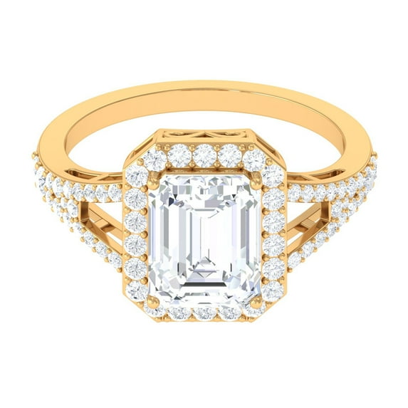 Rosec Jewels Statement Cubic Zirconia Engagement Ring - 5 Carat - AAAA Quality, 10K Yellow Gold, US 9.00