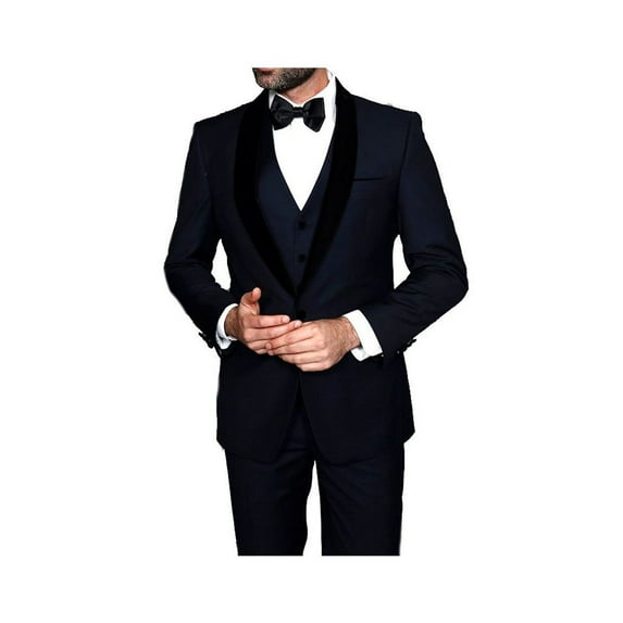 Statement ENCOREV Men's 3 Piece Shawl Collar Tuxedo - Navy - 46L