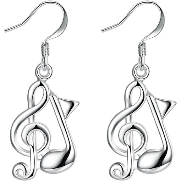 Statement Earring Silver, Dangle Earrings Thin Note Holiday Wedding Gifts for Women[a028]