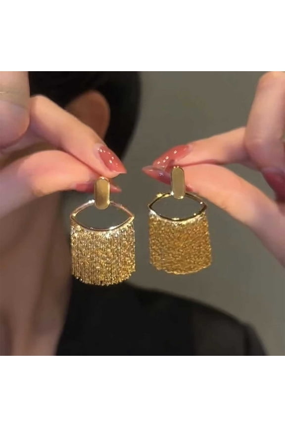 Statement Earrings, Yannianjz High Grade Metal Tassel Earrings, Elegant Dangling Design for Women, Gold Plated, Hypoallergenic, Perfect for Formal Events, Date Nights