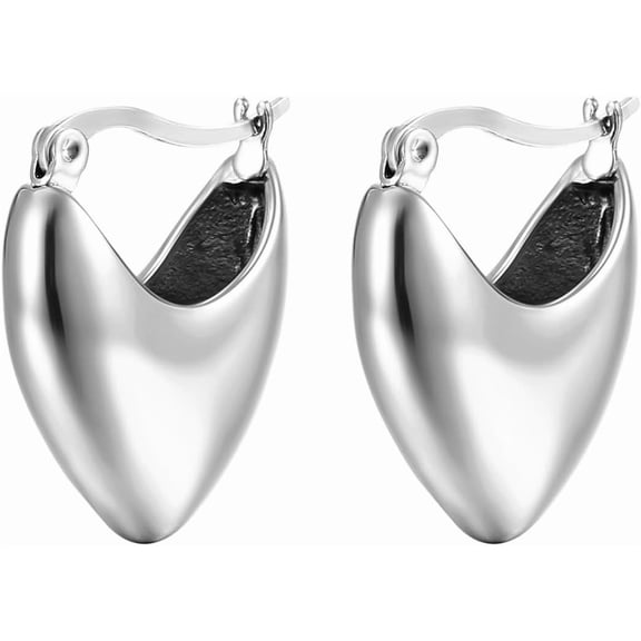 Statement Earrings for Women Set, Vintage Hoop Earrings Heart Shape Stainless Steel[a586]