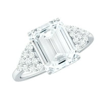 Rosec Jewels Certified Moissanite Emerald Cut Engagement Ring 2 Carat - Statement Ring (7X9 mm, D-VS1 Quality), 925 Sterling Silver, US 4.00