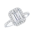 thumbnail image 1 of Rosec Jewels Certified Moissanite Emerald Cut Engagement Ring with Halo - 2 Carat Moissanite Ring - 7X9 mm, D-VS1 Quality, 925 Sterling Silver, US 4.00, 1 of 8