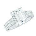 thumbnail image 1 of Rosec Jewels Moissanite Emerald Cut Engagement Ring with Side Stones - 7X9 mm - 2 Carat Ring - D-VS1 Quality Certified, 10K White Gold, US 4.50, 1 of 8