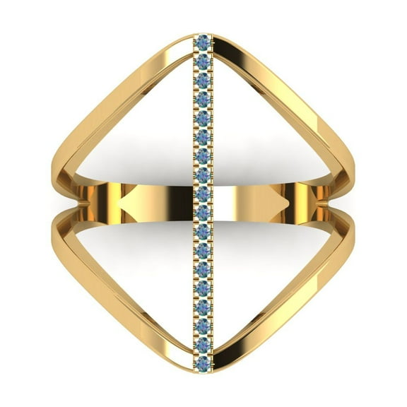 Statement Engagement Ring for Women - 0.09ct Blue Moissanite in 18K Yellow Gold Promise Ring