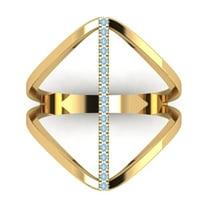 Statement Engagement Ring for Women - 0.09ct Natural Aquamarine in 18K Yellow Gold Promise Ring