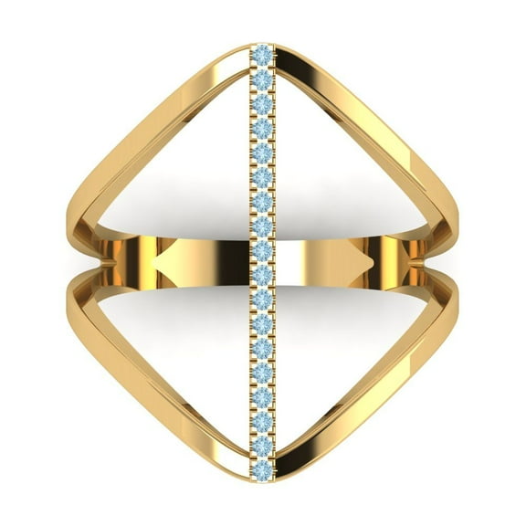 Statement Engagement Ring for Women - 0.09ct Natural Aquamarine in 18K Yellow Gold Promise Ring